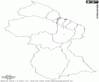 Mapa de la República Cooperativa de Guyana. Capital: Georgetown. País situat al nord de Sud-Amèrica
