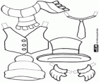 Roba per vestir el ninot de neu: barret i gorra, mocador i corbata, guants, armilla