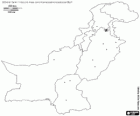 Mapa de la República islàmica de Pakistan. Capital: Islamabad. País amb costes a la mar d'Aràbia