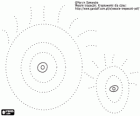 Dibuixar i pintar dos ulls seguint les línies discontínues