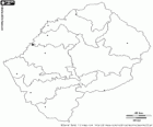 Mapa de la Unit de Lesotho. Capital: Maseru. País del sud d'Àfrica totalment envoltat de Sud-àfrica