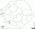 Mapa de la República de Sierra Leone. Capital: Freetown. País a l'Àfrica amb les costes de l'oceà Atlàntic