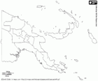 Mapa de l'estat independent de Papua Nova Guinea. Capital: Port Moresby. País que ocupa la meitat oriental de l'illa de Nova Guinea i altres illes del sud-oest de l'oceà Pacífic
