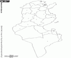 Mapa de la República de Tunísia. Capital: Tunísia. País nord-africà amb una llarga costa sobre el mar Mediterrani