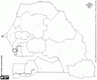 Mapa de la República de Senegal. Capital: Dakar. País de l'Àfrica Occidental amb costa a l'oceà Atlàntic