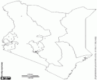 Mapa de la República de Kenya. Capital: Nairobi. País a l'est d'Àfrica amb costa a l'oceà Índic