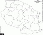 Mapa de la República Unida de Tanzània. Capital: Dodoma. País a l'Àfrica central amb costa a l'oceà Índic