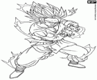 Goku súper sayajin 2. Goku llença l'atac Kamehameha