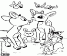 Els rens Rudolph i Clarice amb els animals del bosc