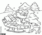Yukon Cornelius i Rudolph tallant un avet del bosc