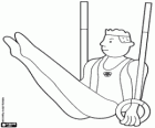 Un gimnasta en l'exercici d'anelles