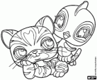 Dos animalets de Littlest PetShop: un cadell de tigre i un ocellet