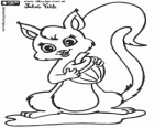 L'esquirol amb una bonica cua té una gla. Dibuix de Julieta Vitali