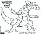 Haxorus, l'evolució final de Axew i Fraxure, Ononokusu en japonès. Un Pokémon tipus drac