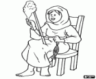 Una dona filant amb un fus a l'Edat Mitjana. Una filadora medieval