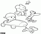 Pocoyo i els seus amics amb els seus vehicles