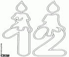 Número dotze amb espelmes, línia fina