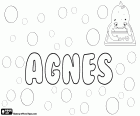 Agnès, nom d'origen llatí prové de l'Agnus, que significa Anyell. Agnès, nom d'origen grec derivat de Hagne, el significat és pur