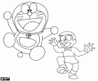 Els protagonistes principals són el gat còsmic Doraemon i el seu amic humà, un nen japonès que es diu Nobita Nobi