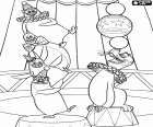 Els quatre pingüins de Madagascar al circ actuant al costat de Stefano el lleó marí a la pel·lícula Madagascar 3