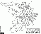 El logotip del Campionat Mundial FINA de Natació de 2015. Del 24 de juliol al 9 d'agost a Kazan, Rússia