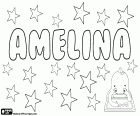 Amelina, nom de noia d'origen germànic, de la paraula amal, el seu significat és treball. Ammeline, variant de Amelyna i Emelina entre d'altres