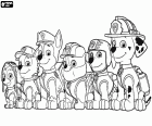 Sis gossos de l'equip inicial de Paw Patrol, la patrulla canina