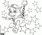 El cadell Rocky de Paw Patrol i un fons d'estrelles per Nadal