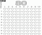 Comptar fins el número 80 amb les estrelles, vuitanta són vuit desenes