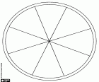 Mandala de geometria elemental basat en els radis de la circumferència. Un cercle dividit en vuit parts iguals a partir del centre