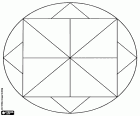 Aquest mandala geomètric consta de dos quadrats en un cercle. El quadrat principal està dividit en vuit parts. El segon quadrat està girat 45 ° respecte a l'anterior i es veuen només els quatre vèrtexs