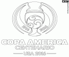 El logotip de la Copa América Centenario, Estats Units 2016, del 3 al 26 de juny, per commemorar els 100 anys des de la primera Copa Amèrica l'any 1916