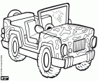 Un jeep amb camuflatge militar, un tot-terreny militar