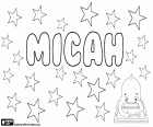 Micah, nom masculí, variant de Micaiah i Micajah, nom d'origen hebreu bíblic. Miquees, nom emprat també per a les nenes, el nom d'un personatge bíblic, la filla del rei Saül