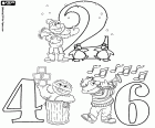 Dos, quatre i sis, els tres primers nombres parells amb els personatges de Barri Sèsam, Sesame Street