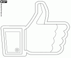 La famosa icona d'una mà amb el dit polze cap amunt, el logo de Facebook Like, M'agrada