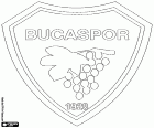 Emblema de Bucaspor Kulübü, club de futbol amb seu a Izmir, ciutat metropolitana a l'extrem oest d'Anatòlia, la tercera ciutat més poblada de Turquia