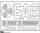 Escut de Avant de Guingamp Côtes-d’Armor, EA Guingamp, club de futbol de Guingamp, Gwenamp en bretó, ciutat del departament Côtes-d'Armor a la Bretanya, al nord-oest de França