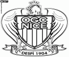 Escut de Olympique Gymnaste Club de Nice Côte d'Azur, OGC Niça, club de futbol amb seu a Niça, ciutat turística amb costa al mar Mediterrani, a la Costa Blava, capital del Departament de Alps Marítims en el sud-est de França
