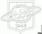 Emblema de FK Saturn Ramenskoye, club de futbol amb seu a Ramenskoye, ciutat de l'Óblast de Moscou, situada a uns 40 km al sud-est de la capital russa