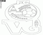 Logotip de FK Volgar Àstrakhan, club de futbol a Àstrakhan, ciutat portuària a la riba del riu Volga i capital de la província d'Àstrakhan, a la regió de la mar Càspia, al sud de la Rússia europea
