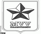 Emblema del Maastrichtse Voetbal Vereniging Maastricht, MVV Maastricht, club de futbol amb seu a Maastricht, ciutat situada a les vores del riu Mosa que limita amb Bèlgica i a prop de la frontera alemanya. Maastricht és la capital de la província de Limburg i una ciutat històrica d'interès turístic
