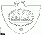 Insígnia del FK Anzhi Makhatxkalà, club de futbol amb seu a Makhatxkalà, ciutat portuària de la mar Càspia al sud de la Rússia europea i la capital de la República del Daguestan