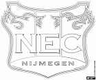Insígnia de Nijmegen Eendracht Combinatie, NEC Nimega, club de futbol amb seu a Nimega, ciutat de la província de Gelderland, situada a la riba del riu Waal a l'est dels Països Baixos, prop de la frontera amb Alemanya