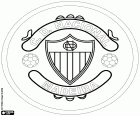 Escut de Clube Desportivo Nacional, Nacional de Madeira, club de futbol a Funchal, ciutat de l'illa de Madeira i capital de la regió autònoma de Madeira, arxipèlag portuguès a l'oceà Atlàntic