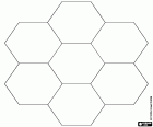 Un diagrama hexagonal per a un estudi cromàtic. El diagrama consta de sis hexàgons regulars al voltant d'un hexàgon central
