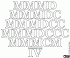Les centenes en nombres romans de 3.500 a 4.000. Els nombres romans que corresponen a 3500, 3600, 3700, 3800, 3900 i 4000