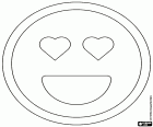 Un Smiley amb ulls en forma de cor i somrient amb la boca oberta, la cara de l'amor, una manera d'expressar amor amb emoticones