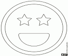 Smiley amb estrelles en comptes d'ulls i la boca oberta amb un somriure, aquesta emoticona significa excitació