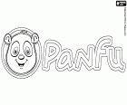 El logotip de Panfu amb la cara d'un ós panda. Panfu és un món virtual educatiu per als nens amb jocs multijugador